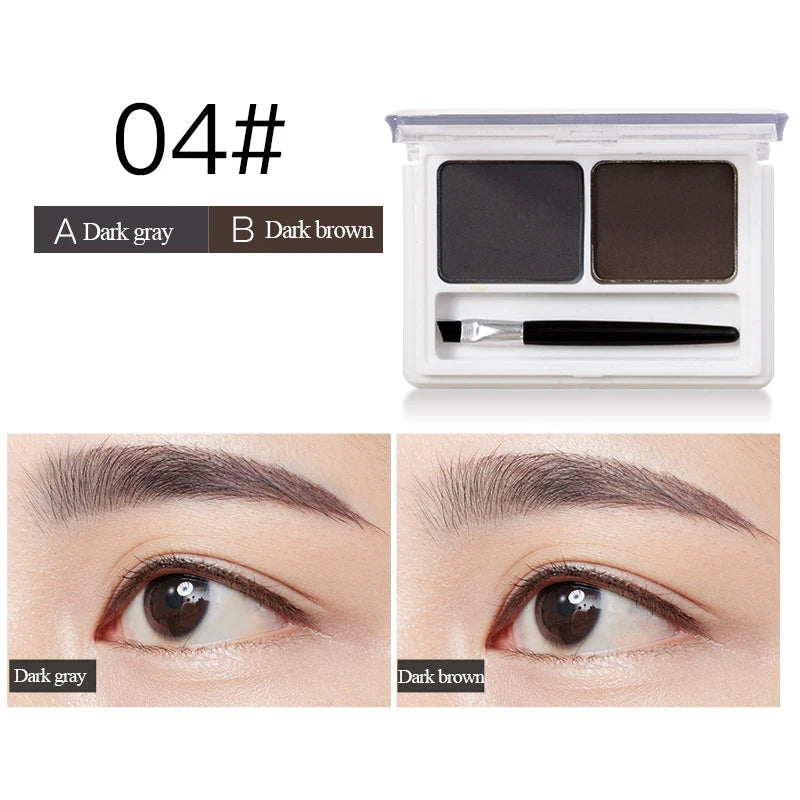 2Color Eyeshadow Powder Makeup Black Brown Coffee Waterproof Eyebrow Powder Eye Shadow Eye Brow Palette with Brush Eyebrow Cream