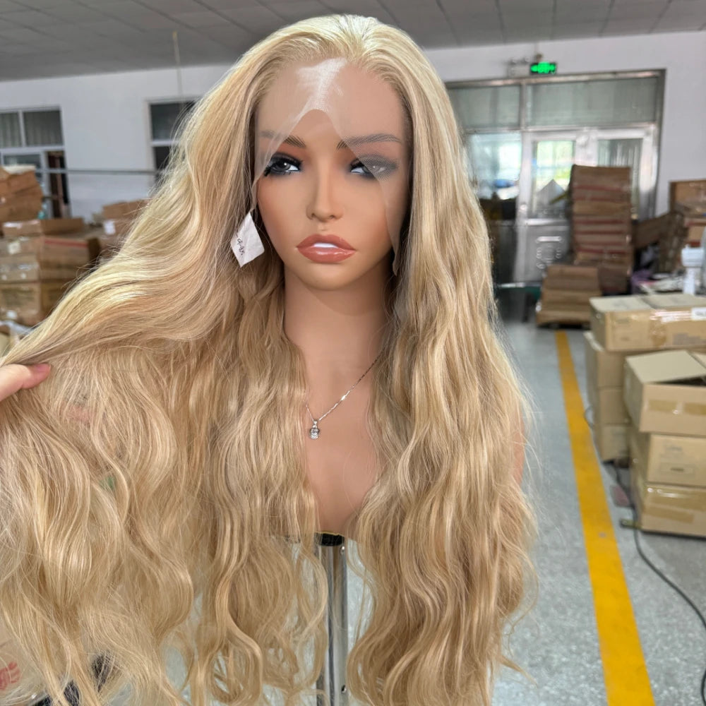 613 Mix Blonde Synthetic Lace Front Wig Long Body Wave Hair Lace Wigs For Women Ready To Wear Cosplay Blonde Wig Frontal Party