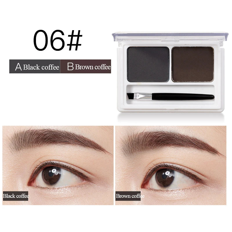 2Color Eyeshadow Powder Makeup Black Brown Coffee Waterproof Eyebrow Powder Eye Shadow Eye Brow Palette with Brush Eyebrow Cream
