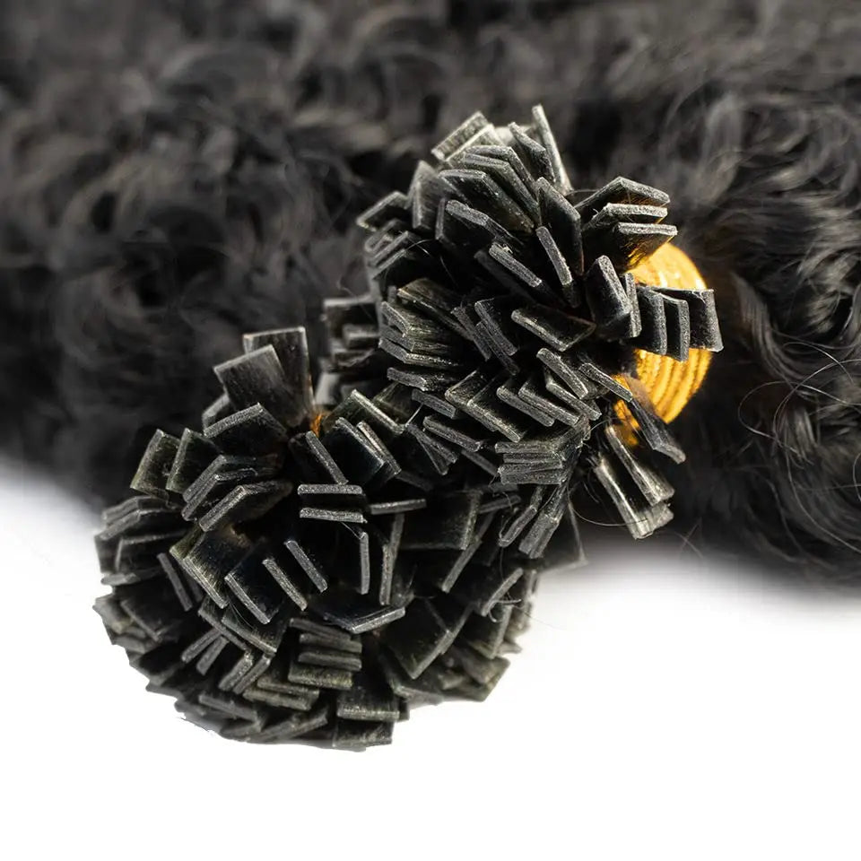 Sassy Curly Flat Tip Human Hair Extension Brazilian Remy Hair Pre Bonded Keratin Fusion K Tip Hair 100g 100Pcs