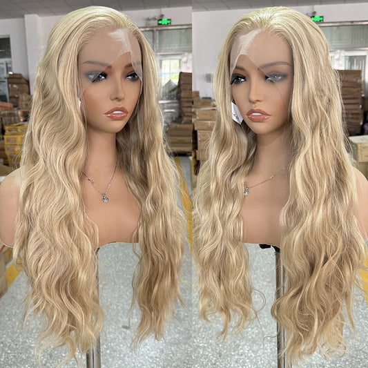 613 Mix Blonde Synthetic Lace Front Wig Long Body Wave Hair Lace Wigs For Women Ready To Wear Cosplay Blonde Wig Frontal Party
