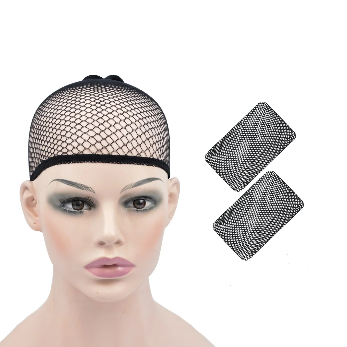 2 Pieces Hair Nets Open Ended Wig Cap Mesh Stocking Cap Weaving Hairnet Wig Accessories for Women Hair Extension Tool