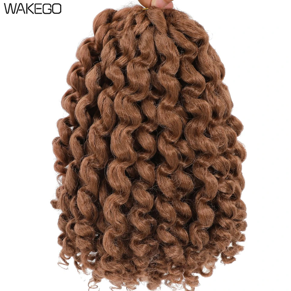 8 Inches Jamaican Bounce Crochet Hair Jumpy Wand Curl Crochet Braids Hair Ombre Brown Synthetic Curly Braiding Hair For Women