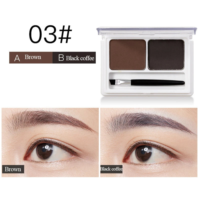 2Color Eyeshadow Powder Makeup Black Brown Coffee Waterproof Eyebrow Powder Eye Shadow Eye Brow Palette with Brush Eyebrow Cream