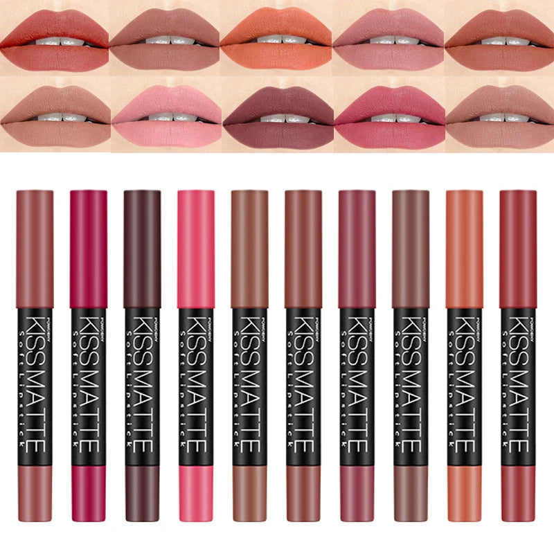 19 Colors Sexy Matte Lip Stick Lipliner Lip Liner Pencil Lasting Nude Rotatable Lipsliner Pen Set Beauty Makeup Tool Cosmetic