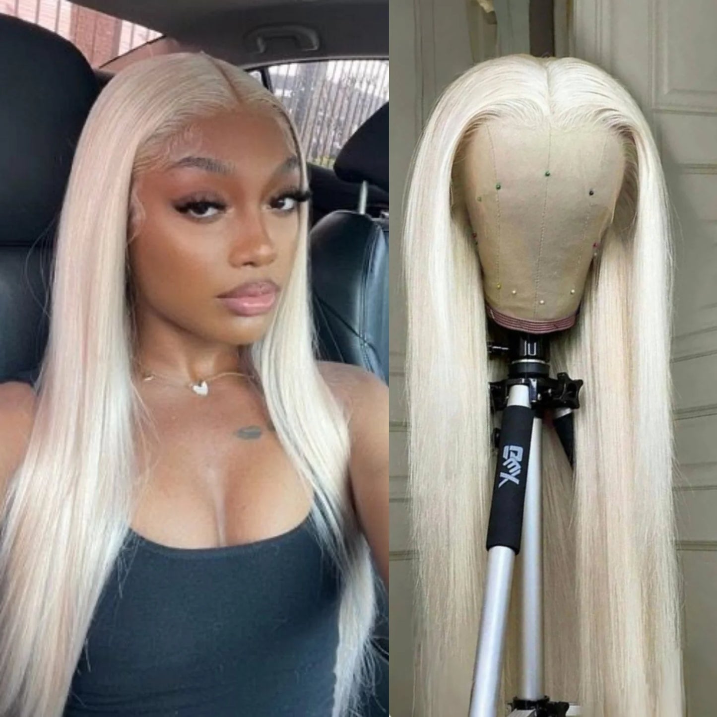 Platinum Blonde Synthetic Lace Front Wig Pre Plucked Long Silky Straight White Blonde 13X4 Heat Resistant Fiber Wigs for Women