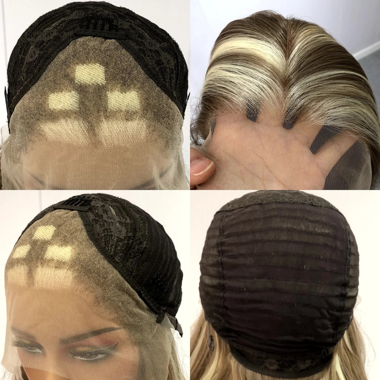 Brown Wig with Ash Blonde Highlights Synthetic Hair Long Wavy Loose Body Wave Streaks Money Piece 13X4 Frontal Wigs for Women