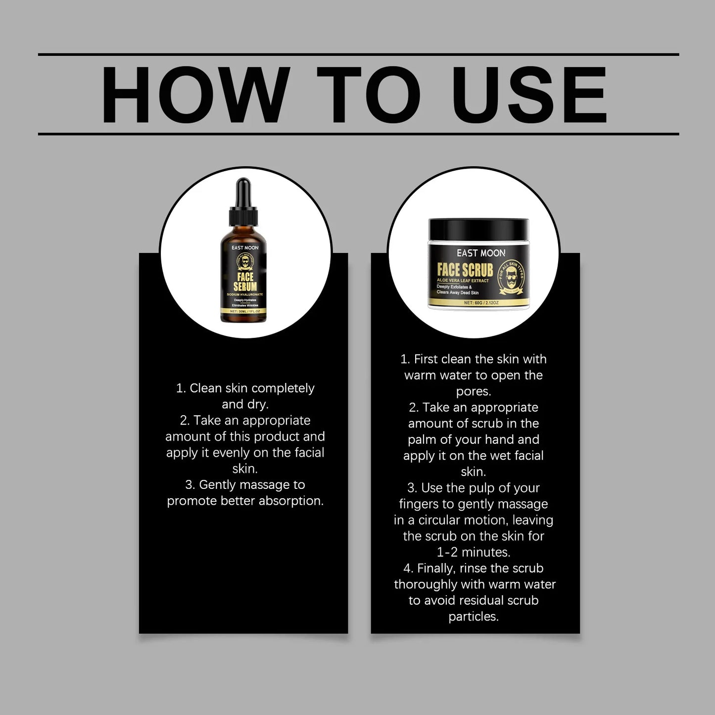 East Moon Men Facial Firming Set with Gift Box Hydrate Lifting Smooth Oil Control Moisturizing Serum Face Skin Care Cream Series