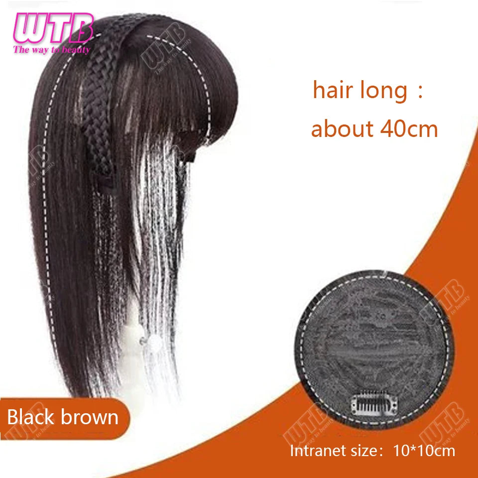 WTB Hairband wig bangs wig female one natural curly hair covered white hair on the top of the head thin bangs wig piece