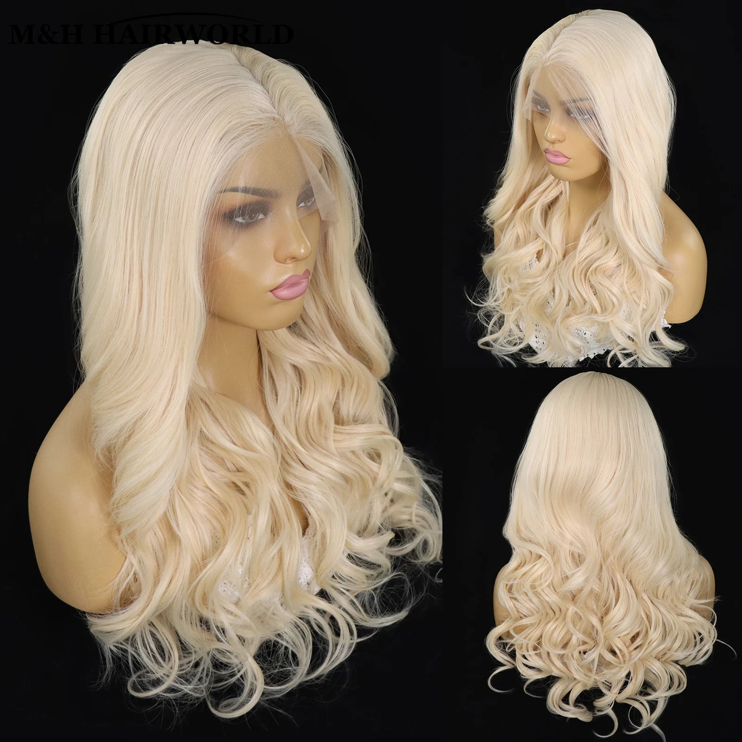 Natural Wavy Wigs 13x3 Synthetic Lace Front Wigs for Black Women Long Body Wave Lace Frontal Wigs