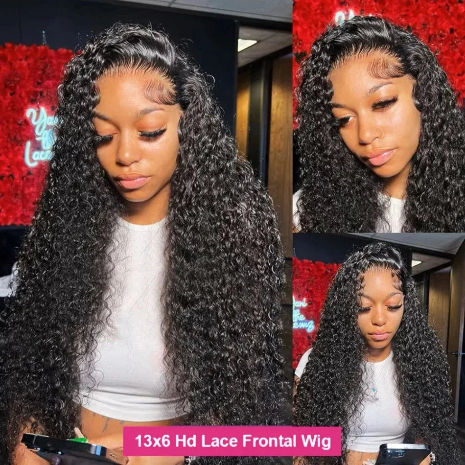 13x6 Hd Lace Frontal Wig 13x4 Curly Human Hair Wigs Water Wave Human Hair Wig Inch Loose Deep Wave Brazilian Choice Black
