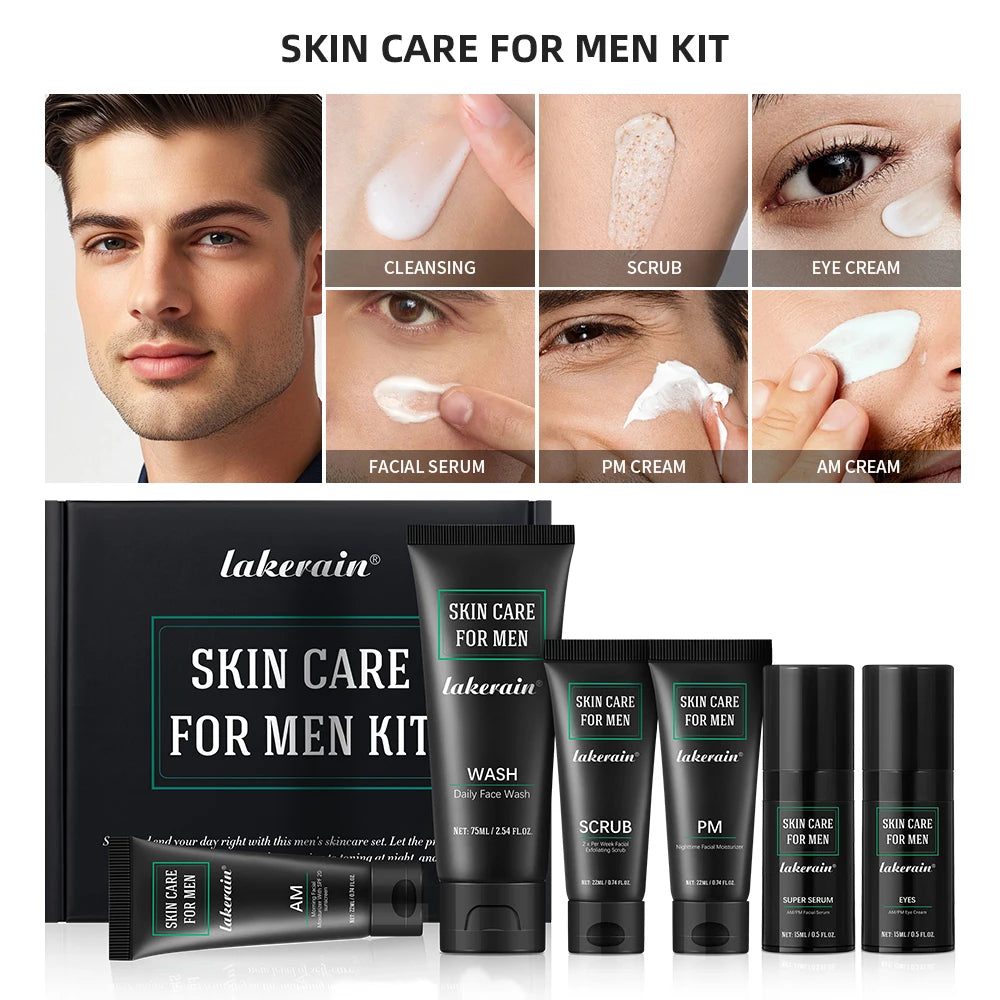 Men’s Skin Care Set Face Wash Scrub & Moisturizer Oil Contr for Healthier Hydrated Skincare Men’s Skin Care Kit Prevent Dryness