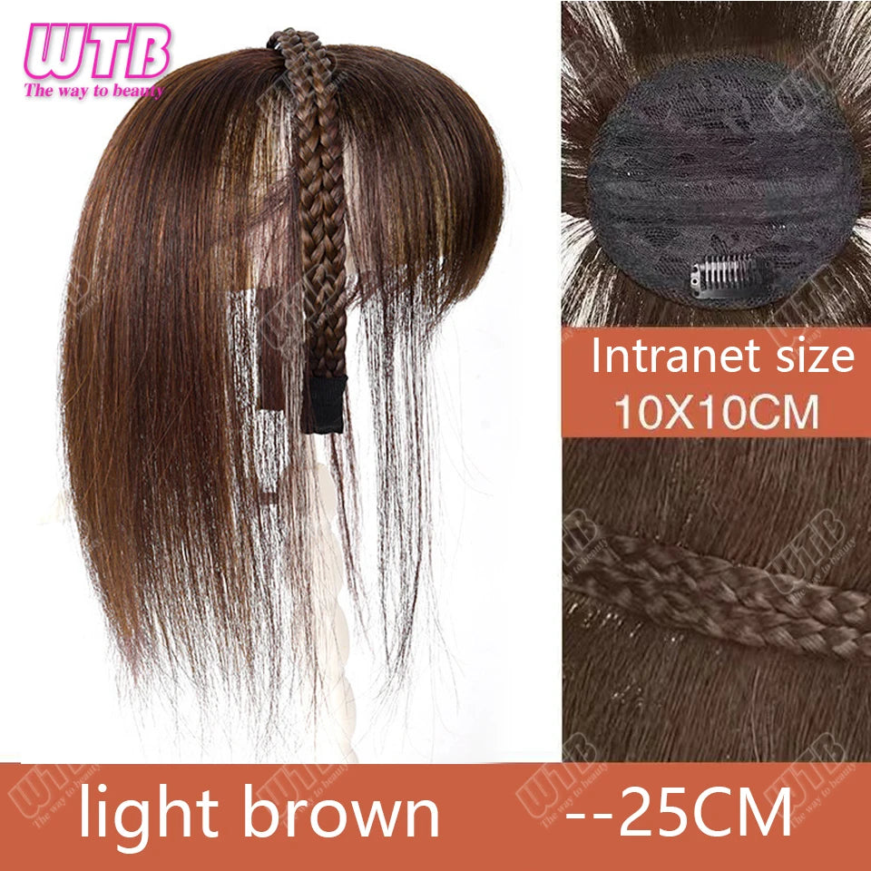 WTB Hairband wig bangs wig female one natural curly hair covered white hair on the top of the head thin bangs wig piece