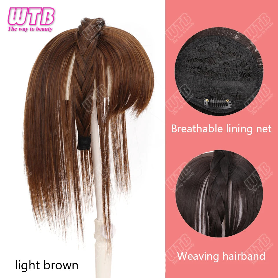 WTB Hairband wig bangs wig female one natural curly hair covered white hair on the top of the head thin bangs wig piece