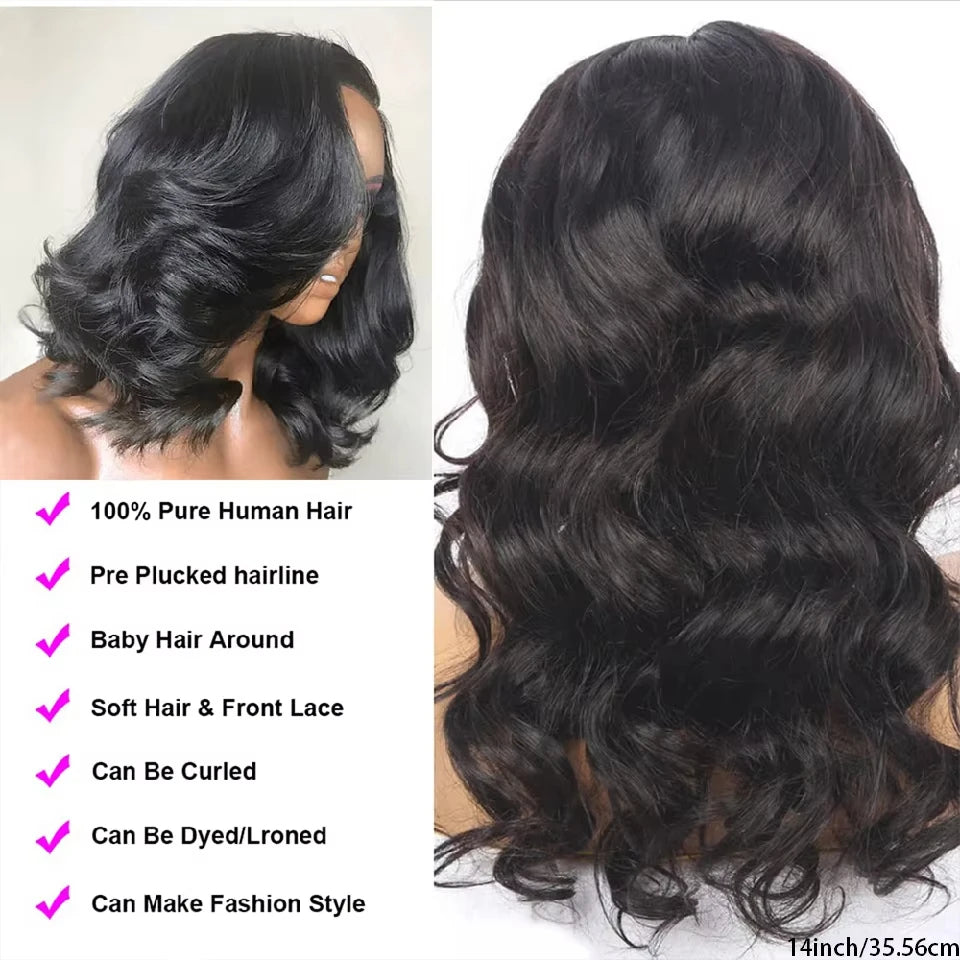 13x6 Body Wave Short Bob 13x4 Transparent Lace Front Human Hair Wigs 5x5 Pre Plucked Remy Lace Frontal Wig For Women