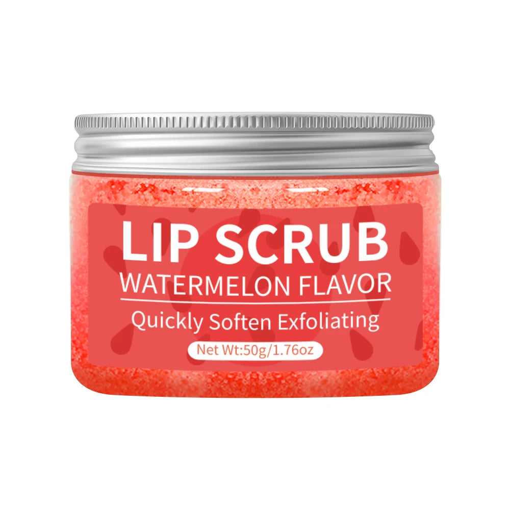 Hllozzi 50g lip scrub jojoba oil vitamin C hydrating moisturizing mild non-irritating watermelon, coconut, apple