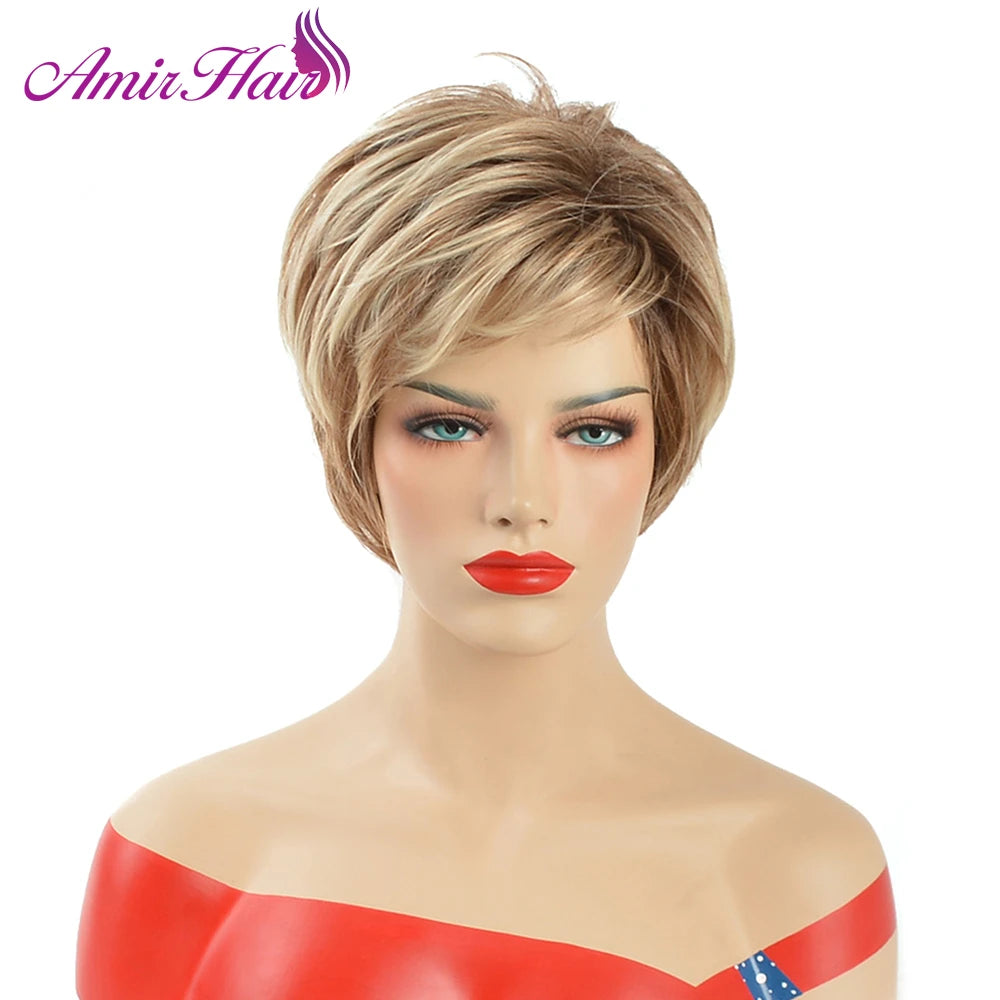 Amir Synthetic Fluffy Short Wigs bonde wig Short Curly Hair Wig Ombre Brown Colors for Daily Use