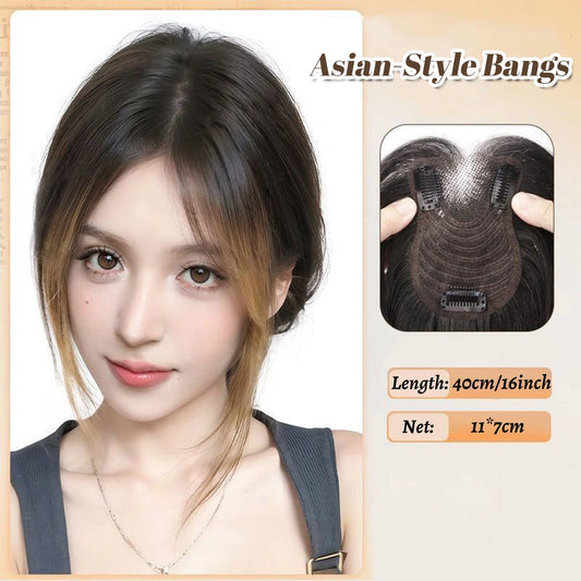 OLACARE Synthetic Bangs Wig For Women On Top Of Head To Cover White Hair And Increase Hair Volume Wig Pieces