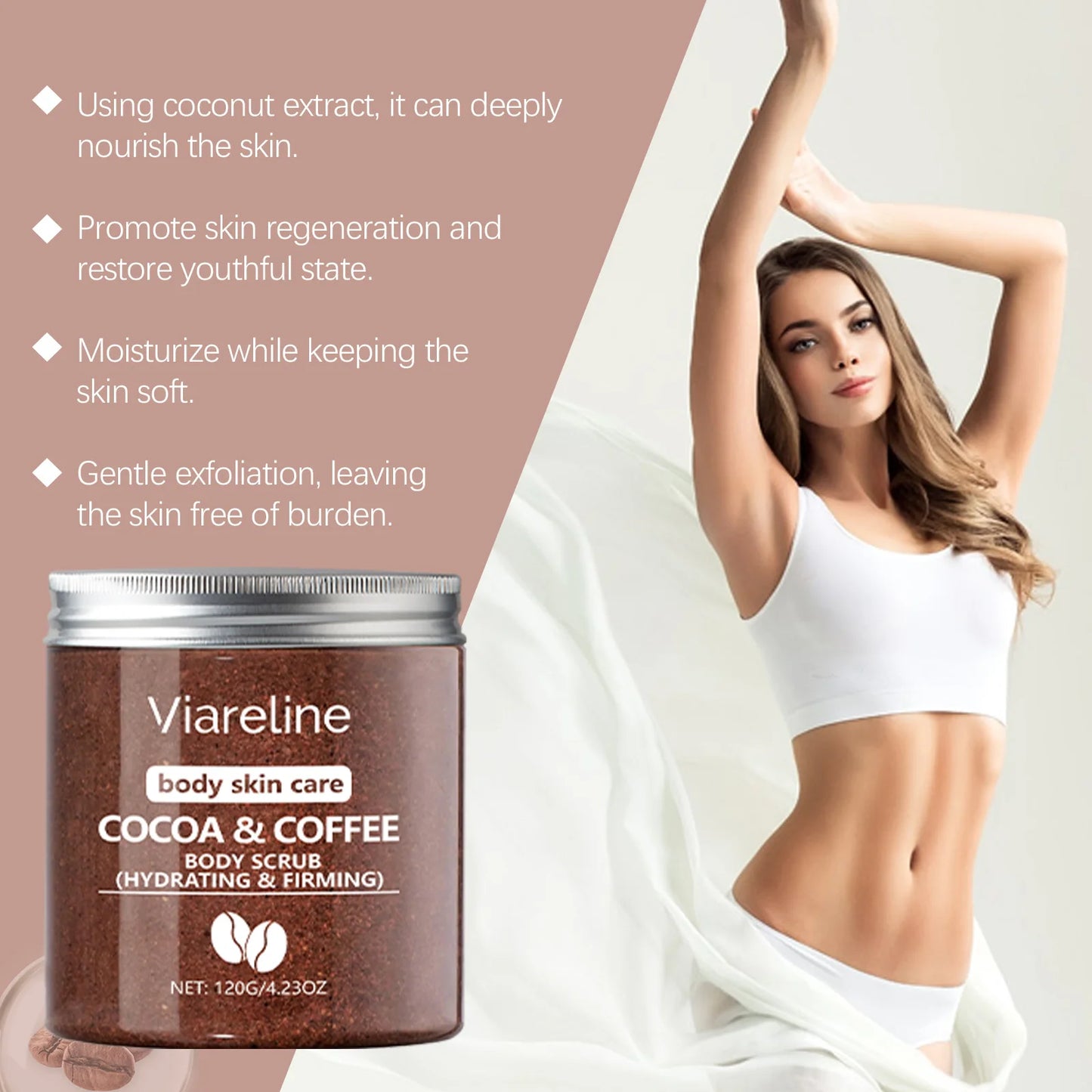 Viareline Coffee Body Scrub Cream Moisturizing Body Anti-oxidation Remove Dead Skins Improve Smoothness Soften Skin Scrub Cream