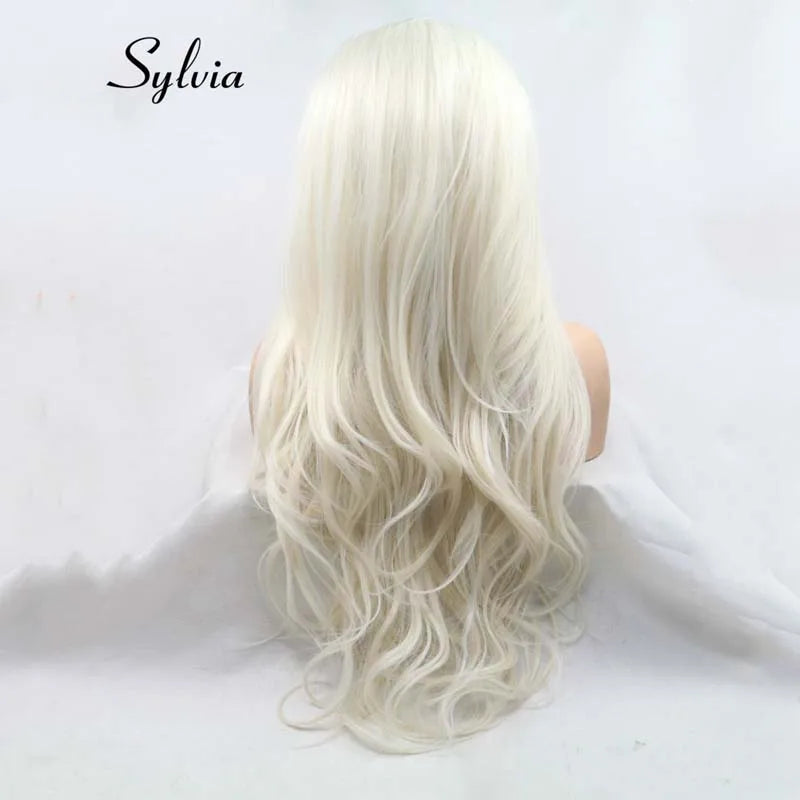 Sylvia Long Wavy Wig Light Blonde Wigs Synthetic U Part Lace Wig For Women Hair Heat Resistant Fiber Hair Wig 60#color Cheap Wig
