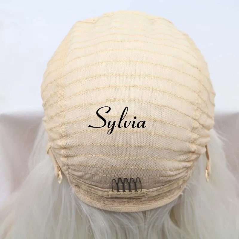 Sylvia Long Wavy Wig Light Blonde Wigs Synthetic U Part Lace Wig For Women Hair Heat Resistant Fiber Hair Wig 60#color Cheap Wig