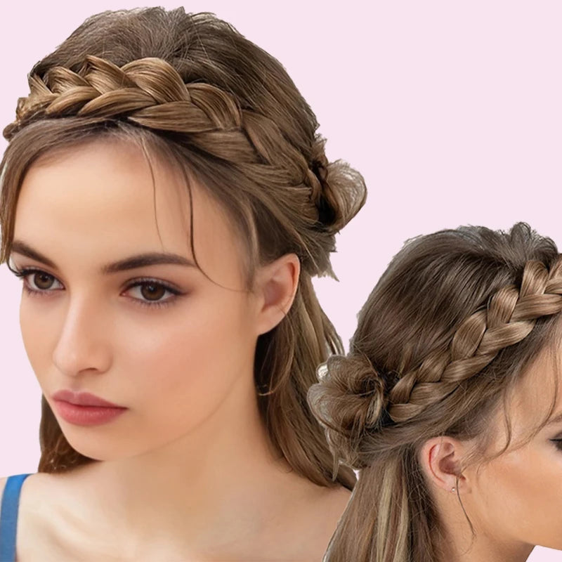 Women Synthetic Wig Twist  Braided Headband Hoop Fashion Hair Accessories Elastic Non-slip Band For Women And Girl