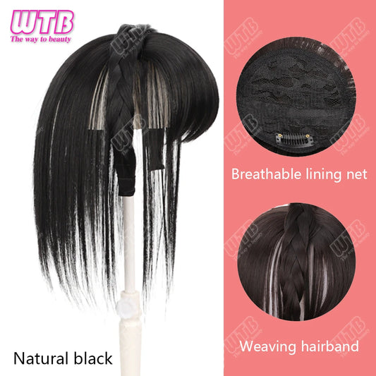 WTB Hairband wig bangs wig female one natural curly hair covered white hair on the top of the head thin bangs wig piece