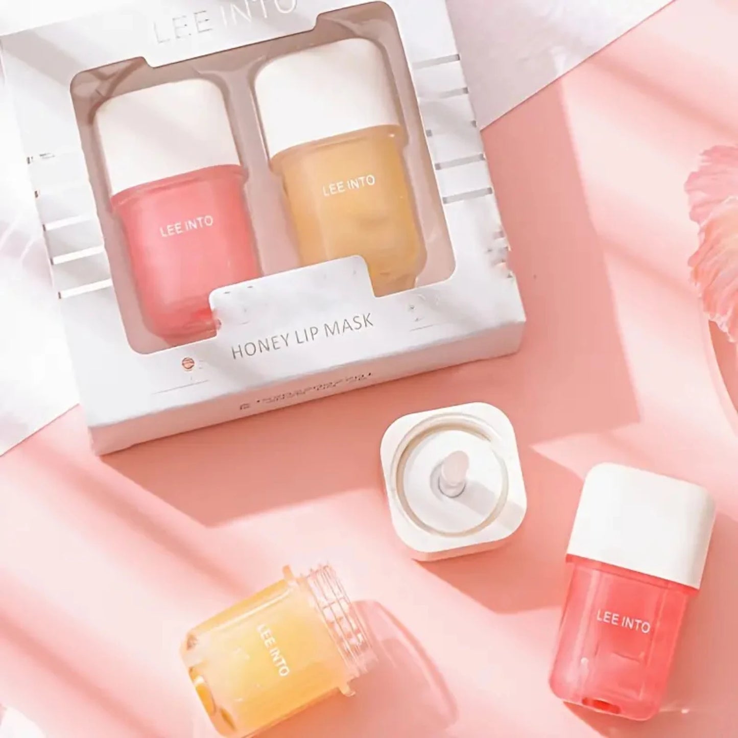 Moisturizing Honey Lip Mask Set for Intensive Lip Care and Repair, Lightening Lip Lines, Day and Night Hydration by LEEINTO