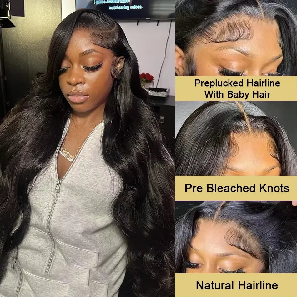 Body Wave 13x6 HD Transparent Lace Frontal Natural Color Brazilian Human Hair Wig For Black Women
