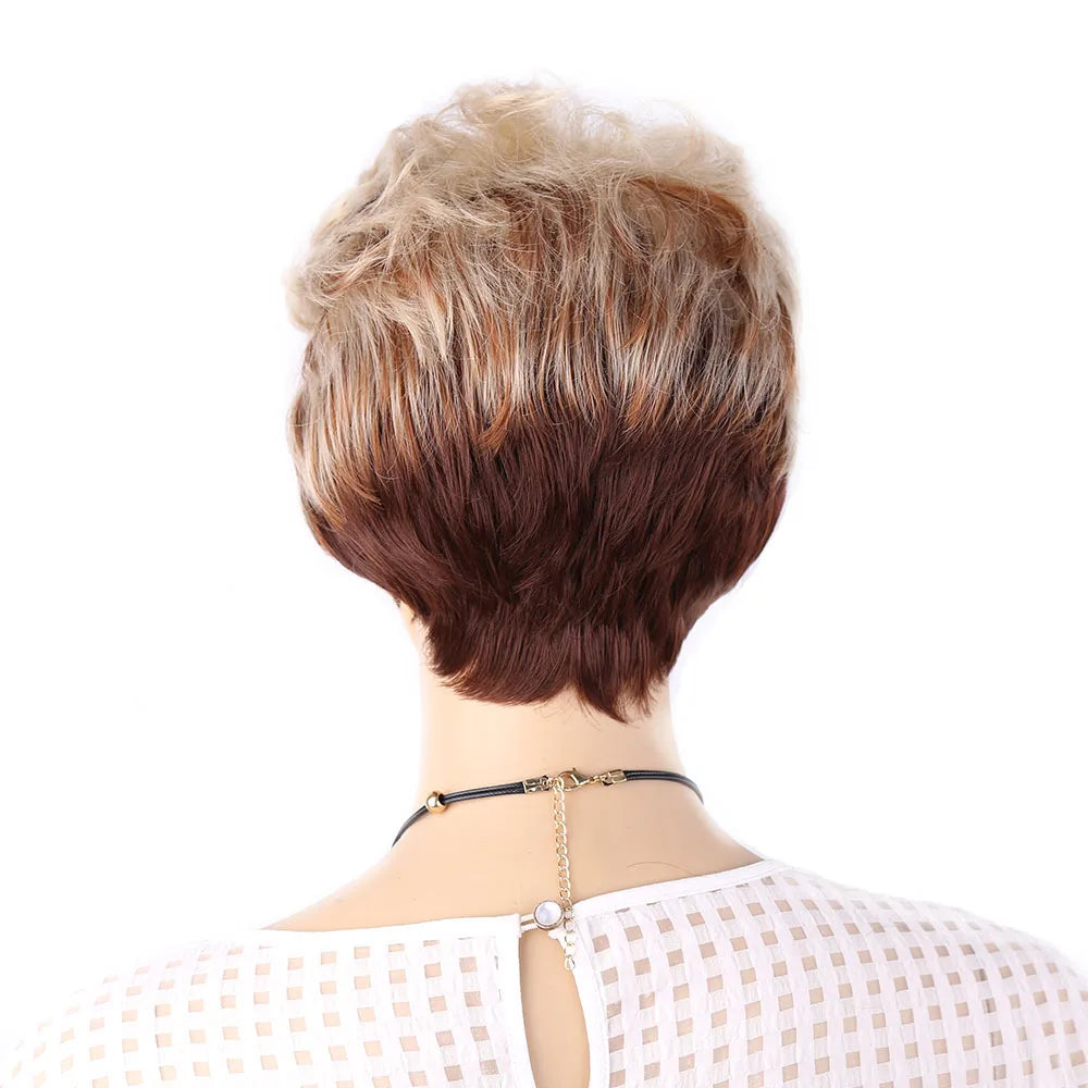 Amir Synthetic Fluffy Short Wigs bonde wig Short Curly Hair Wig Ombre Brown Colors for Daily Use