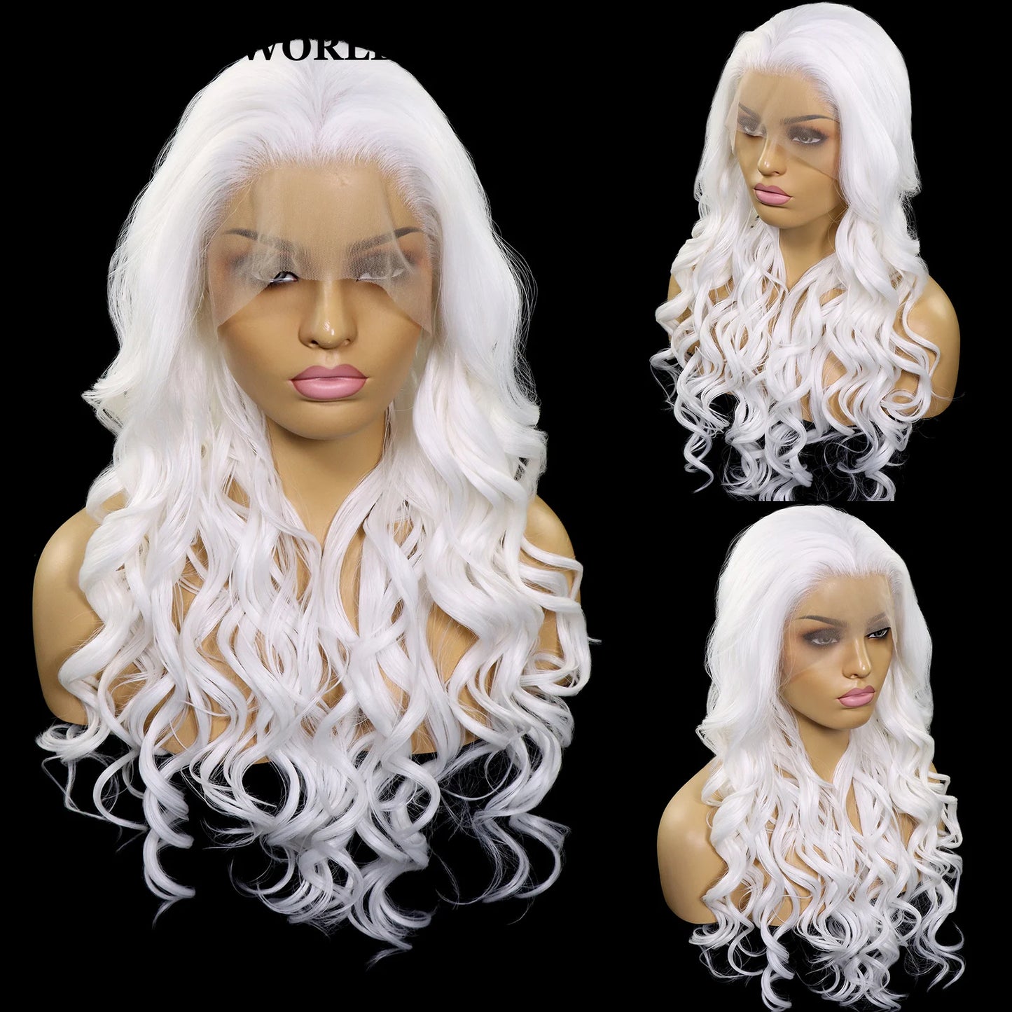 Natural Wavy Wigs 13x3 Synthetic Lace Front Wigs for Black Women Long Body Wave Lace Frontal Wigs