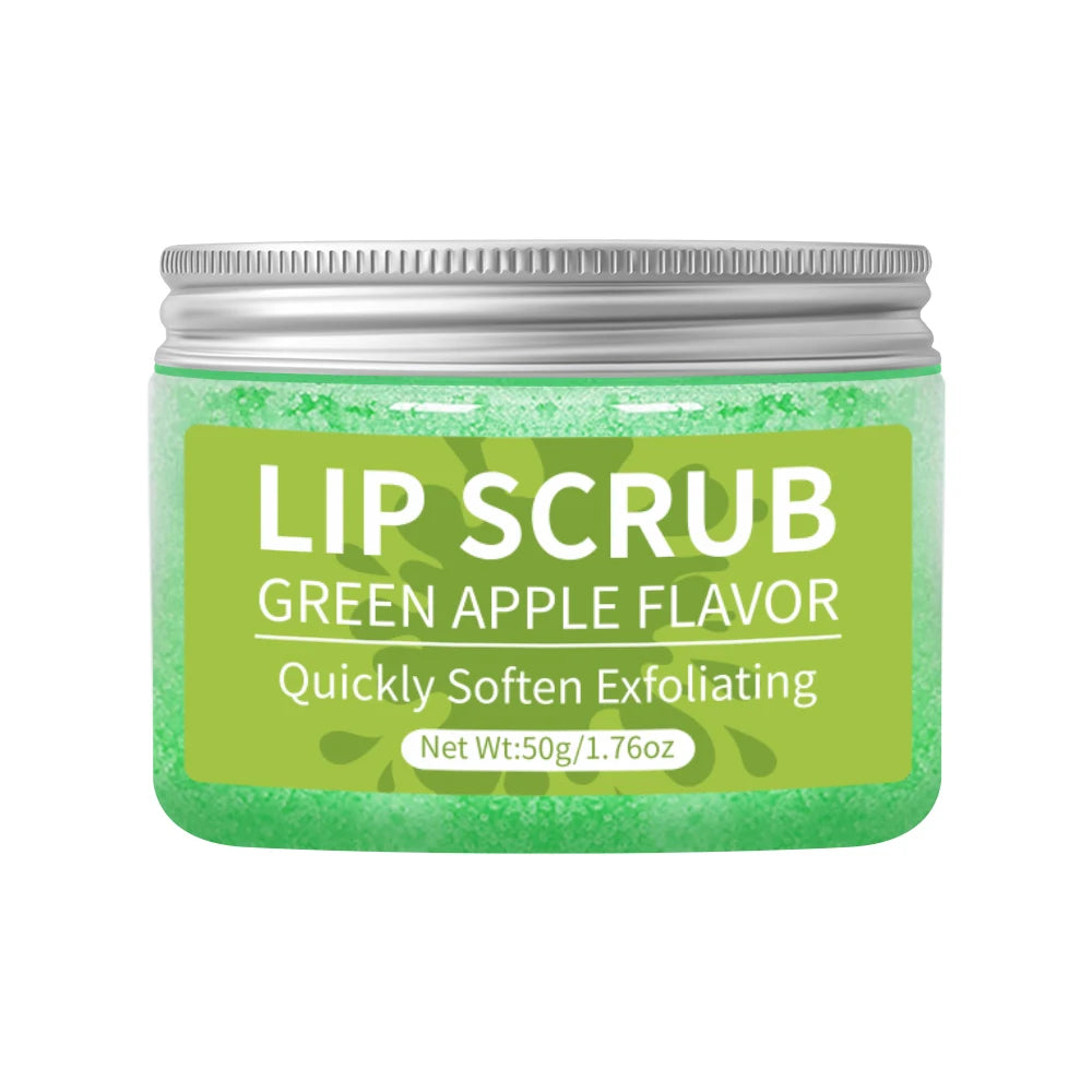 Hllozzi 50g lip scrub jojoba oil vitamin C hydrating moisturizing mild non-irritating watermelon, coconut, apple