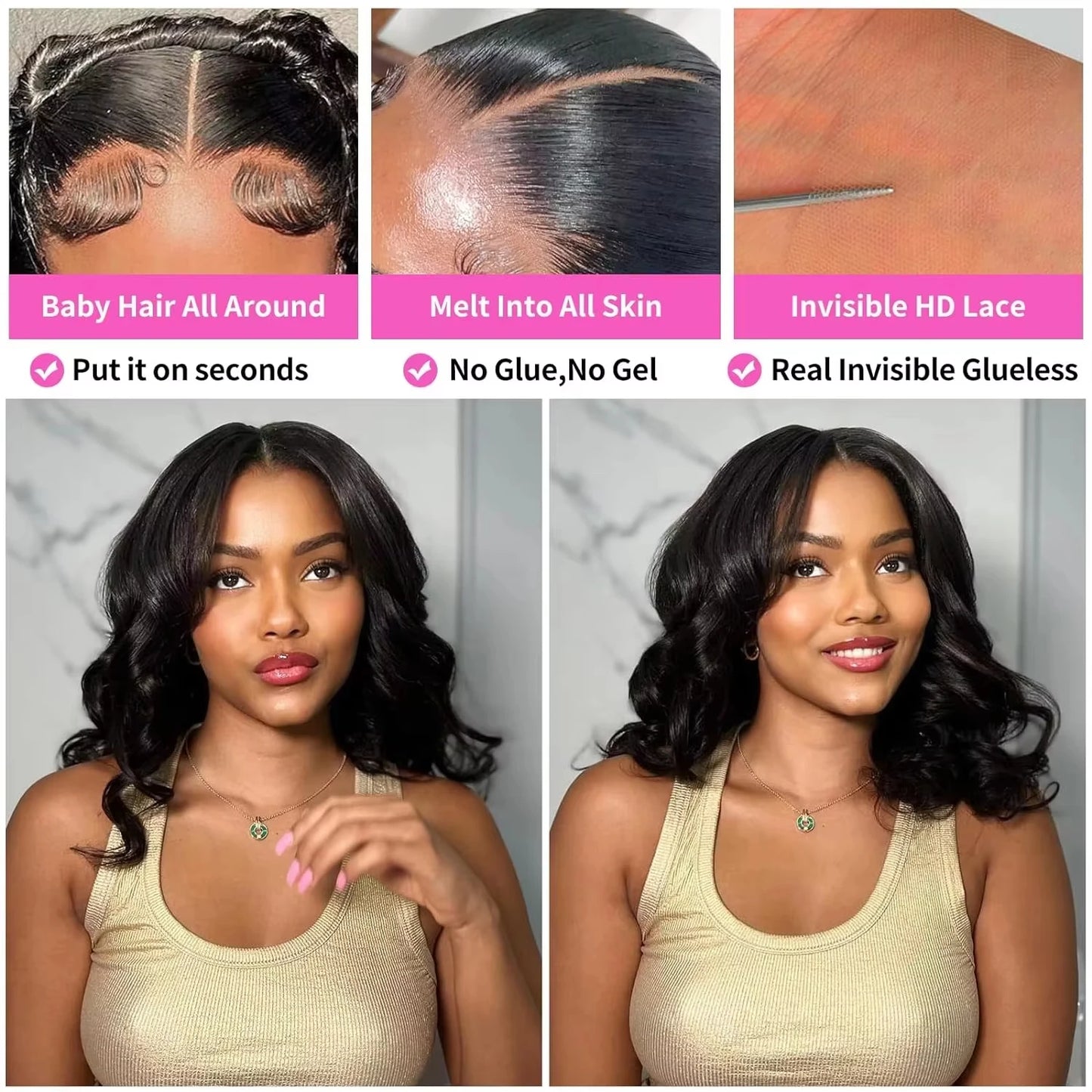 13x6 Body Wave Short Bob 13x4 Transparent Lace Front Human Hair Wigs 5x5 Pre Plucked Remy Lace Frontal Wig For Women
