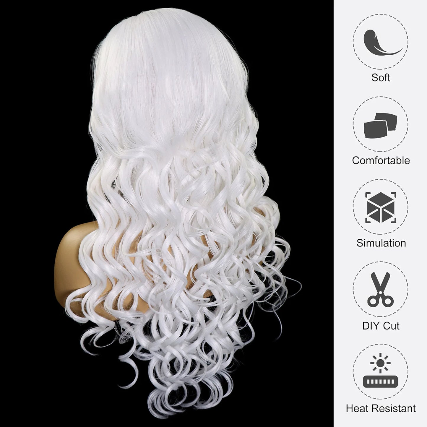 Natural Wavy Wigs 13x3 Synthetic Lace Front Wigs for Black Women Long Body Wave Lace Frontal Wigs