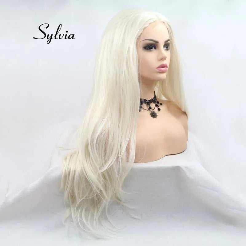 Sylvia Long Wavy Wig Light Blonde Wigs Synthetic U Part Lace Wig For Women Hair Heat Resistant Fiber Hair Wig 60#color Cheap Wig